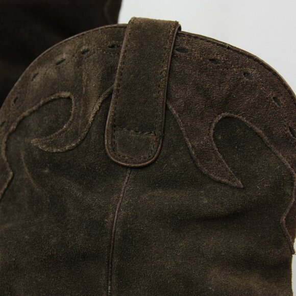 Steve Madden Saddle Suede Leather Slouchy Heeled Western Cowboy Boots Brown 6.5 - Picture 4 of 8